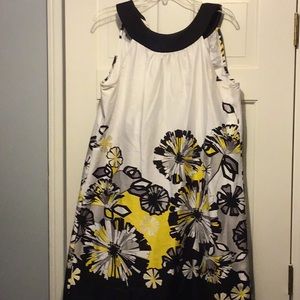Yellow and black a line cotton dress size 14